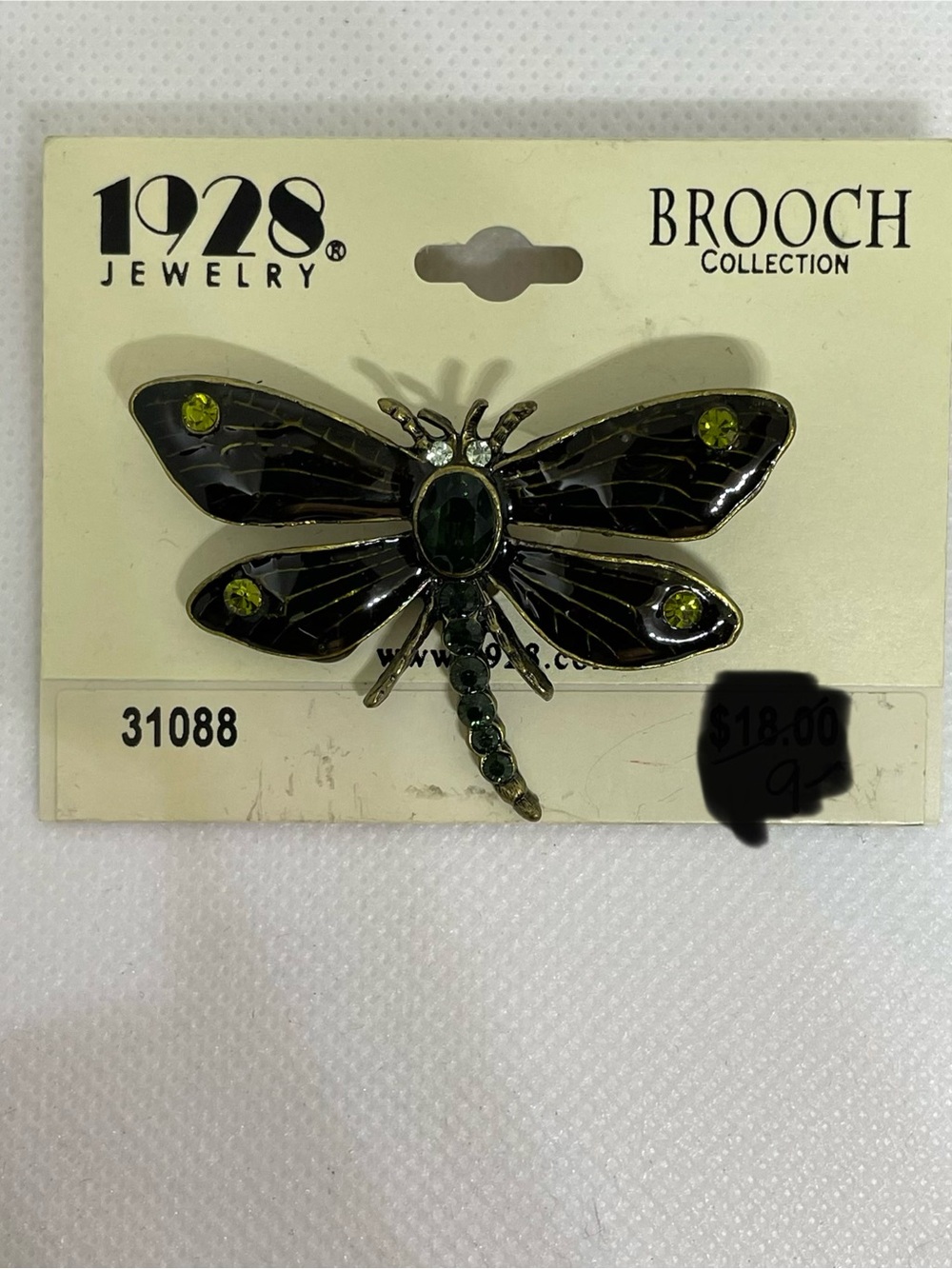 1928 Retired New Old Stock Jewelry Green and Black Dragonfly Brooch:3 available